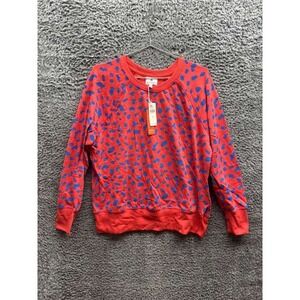 NWT Sundry Abstract Dots Crewneck Pullover Sweatshirt Red Rouge Womens Size M